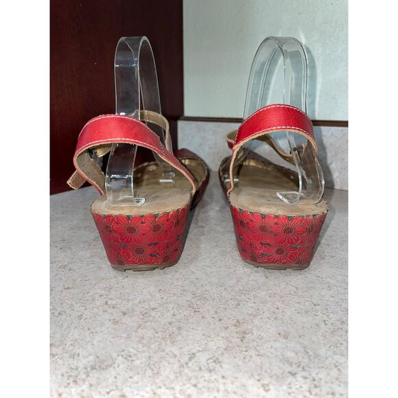 L’Artiste Spring Step Livvy Mary Jane - Leather Cutout Slingback Floral Red Size - Picture 7 of 8